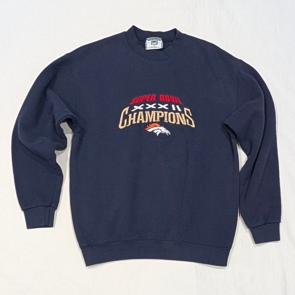 Vintage Lee Denver Broncos Super Bowl XXXII Champions Sweatshirt Navy Men Medium